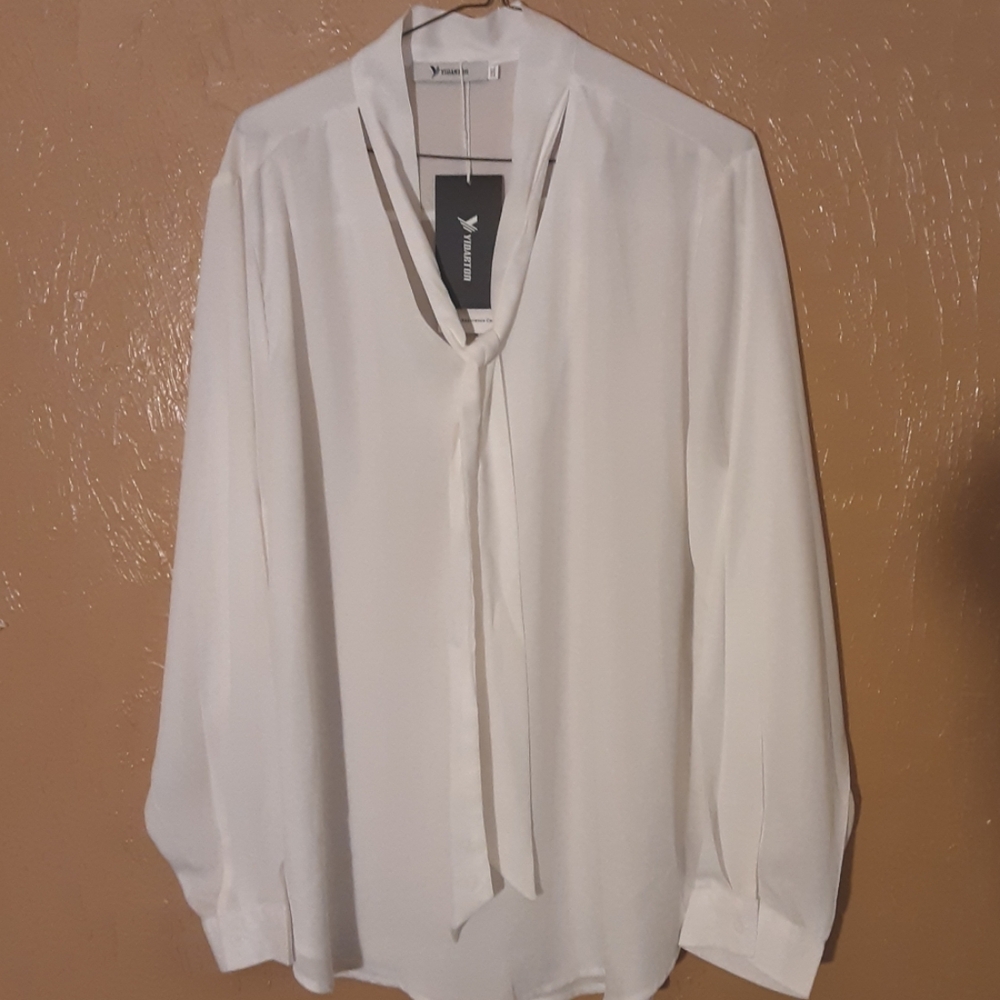 YIDARTON WOMENS WHITE LONG SLEEVE BLOUSE SIZE 2X BRAND NEW